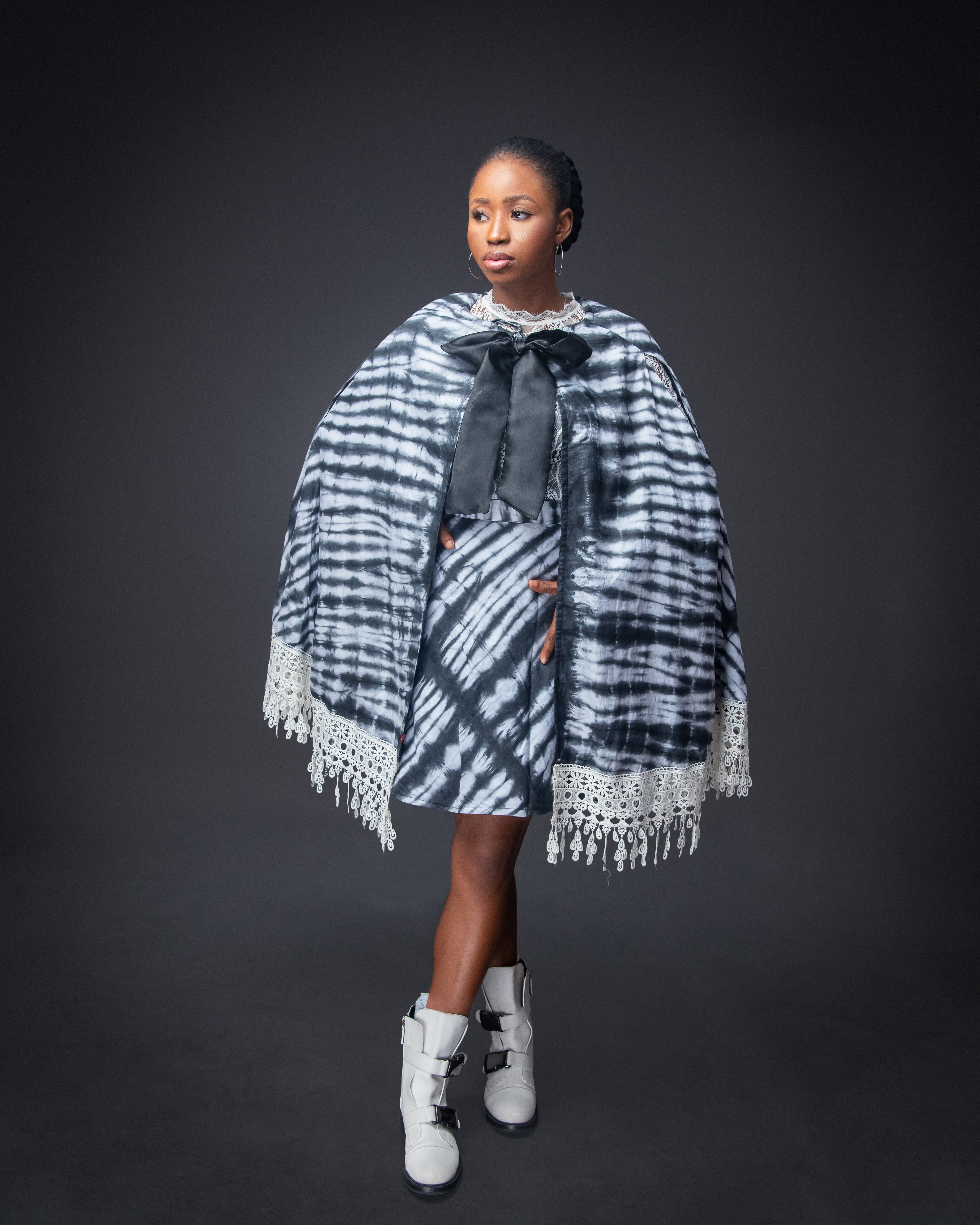 Black Adire Skirt Set Short