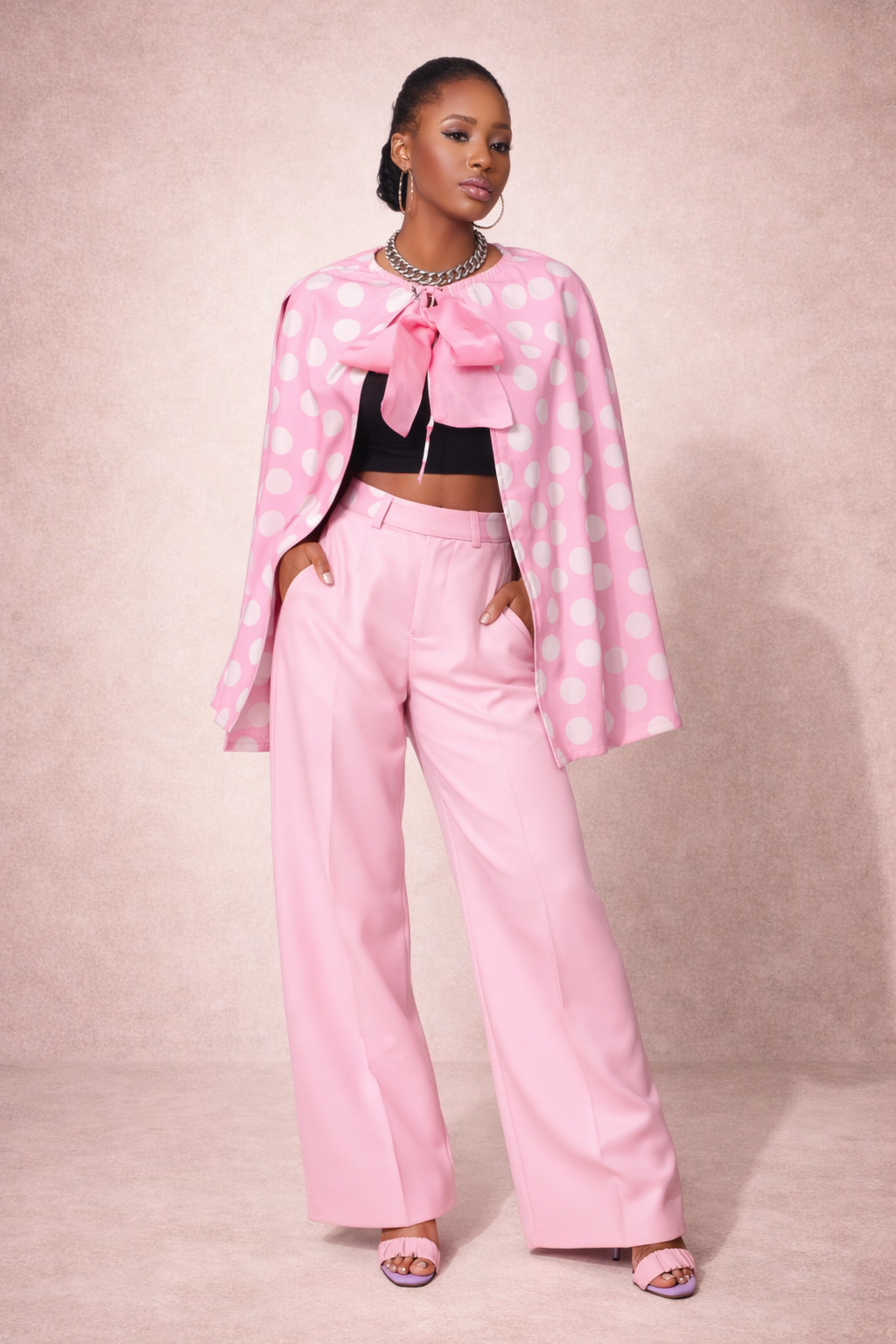 Pink broom stick adire short