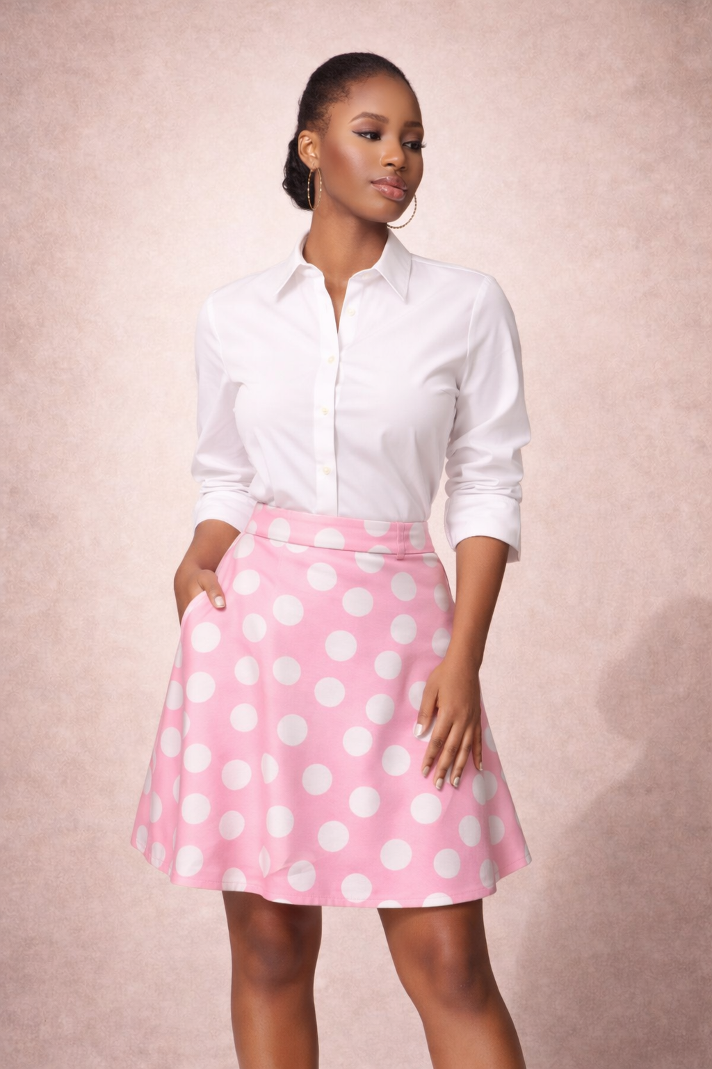 Pink broom stick adire short