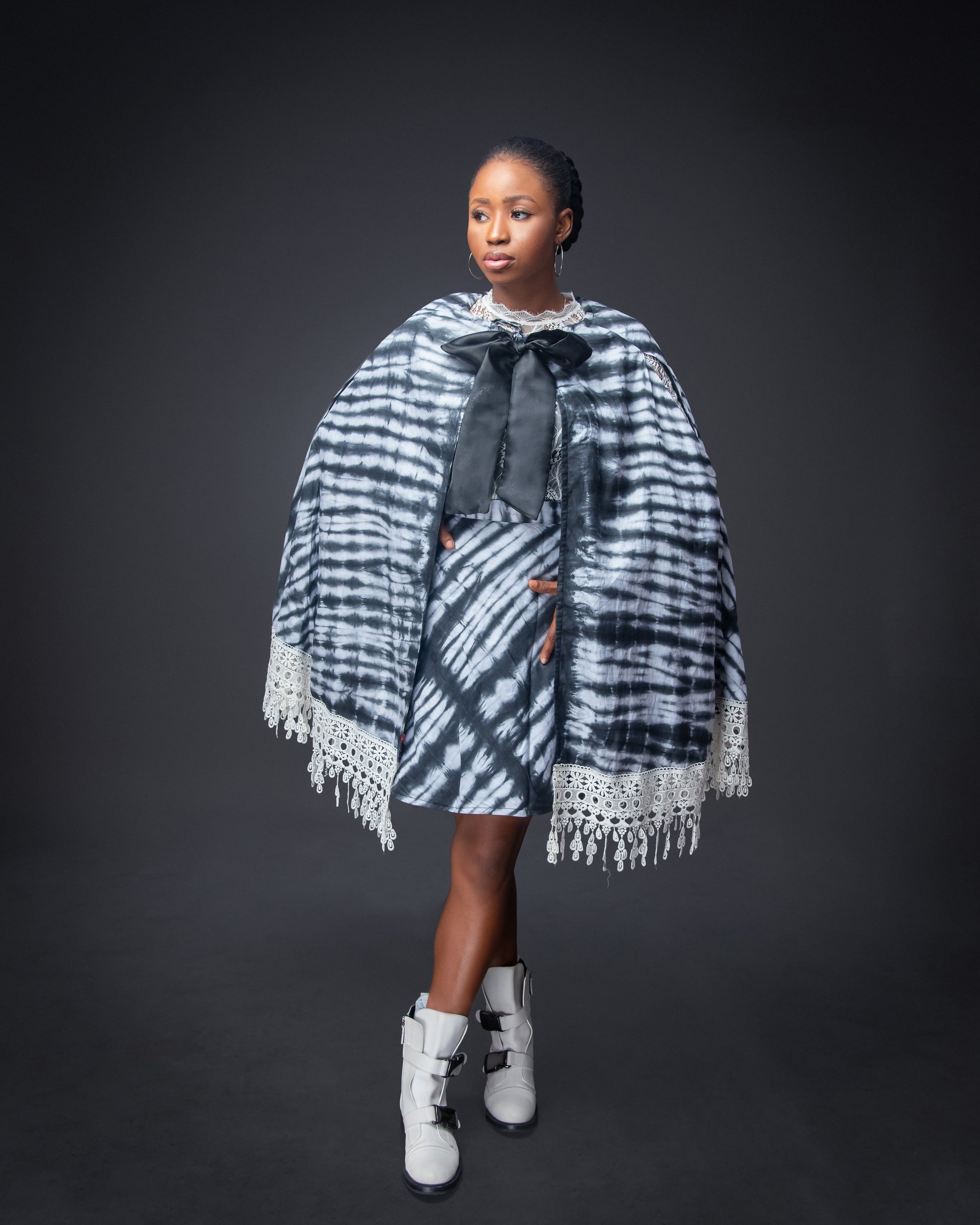 Black Adire Skirt Set Short