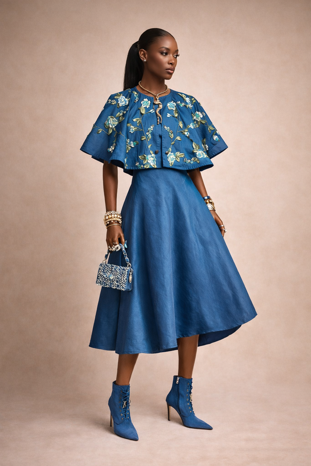 Raw Silk Capelette set(long)