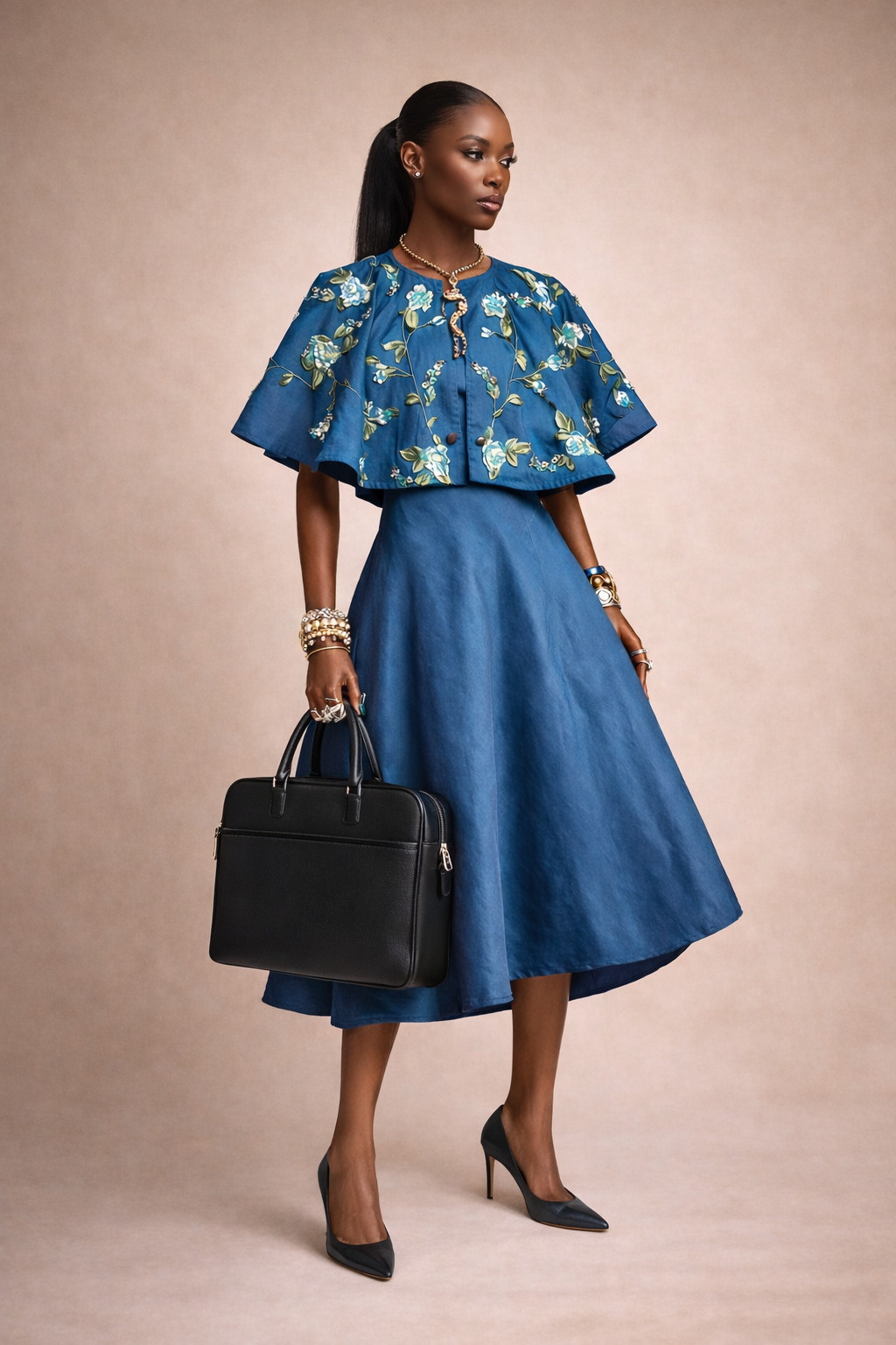 Raw Silk Capelette set(long)