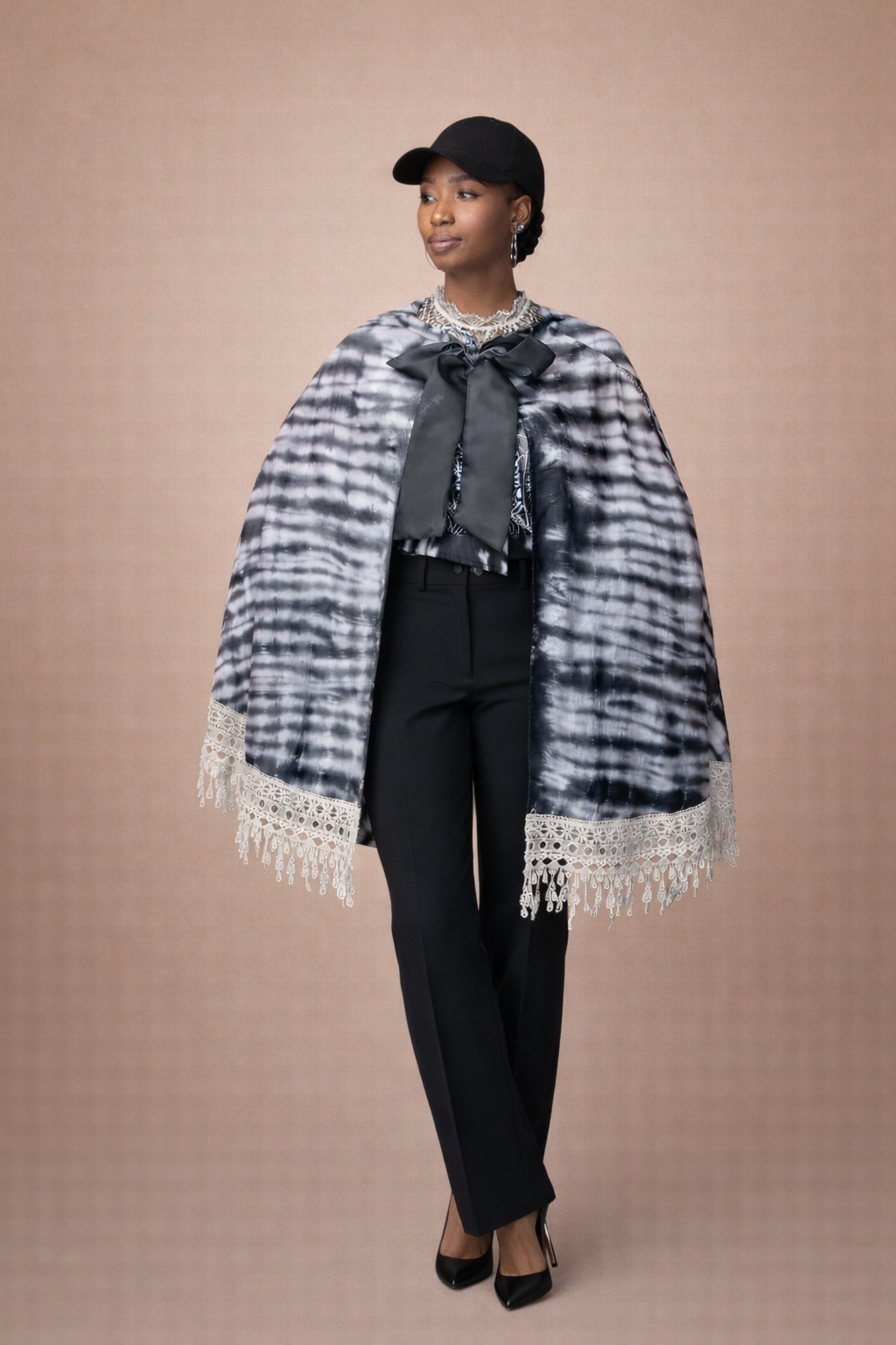 Black Adire Skirt Set Short