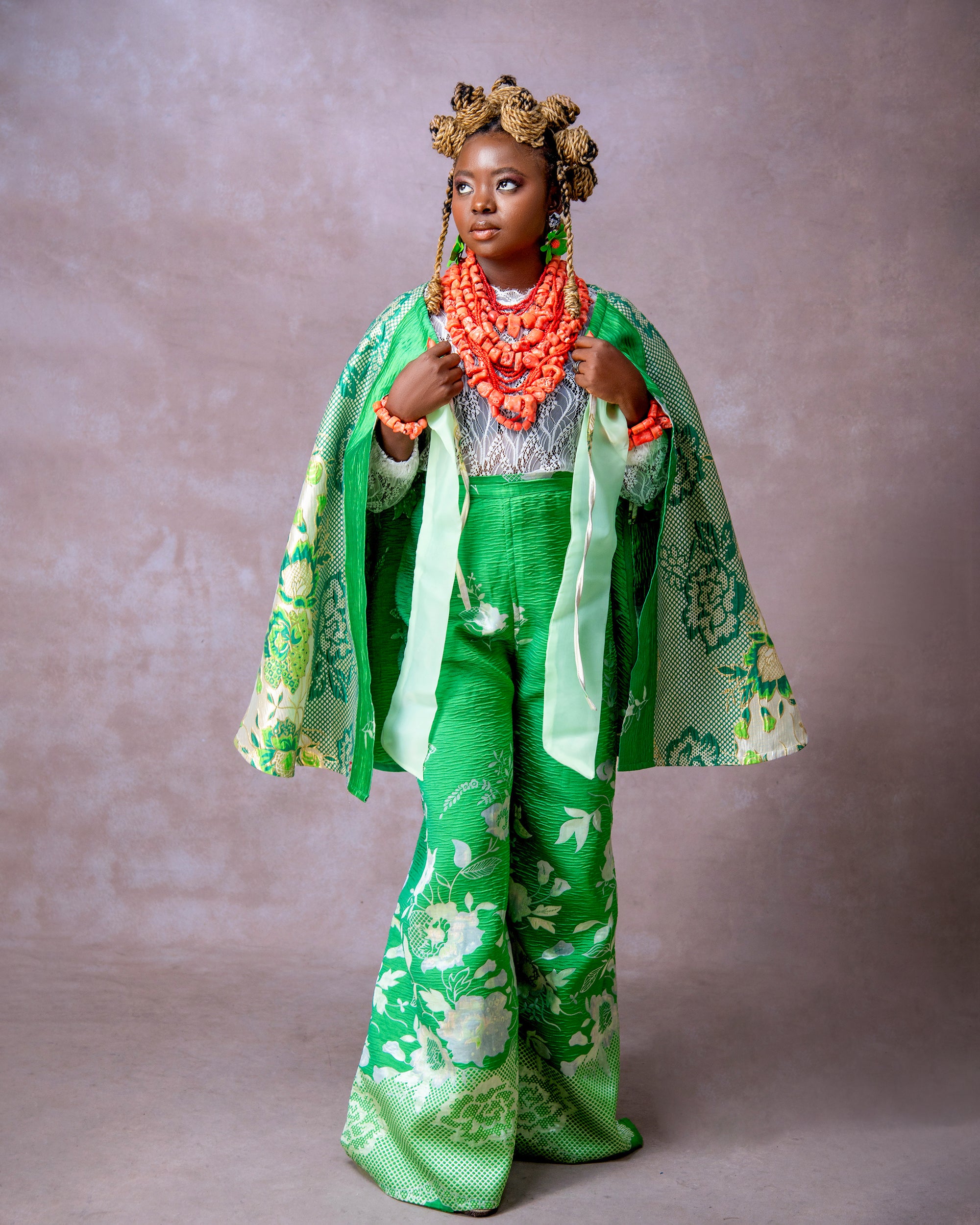 Gold and Green Classic Trouser Wrap Set